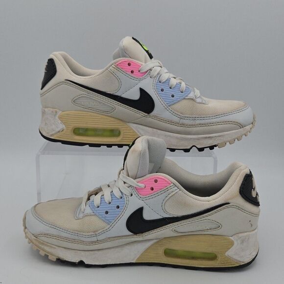 Nike Air Max 90 Women’s Size 7 DQ0374-100 Pastel Easter Sneakers White Pink - Picture 2 of 7